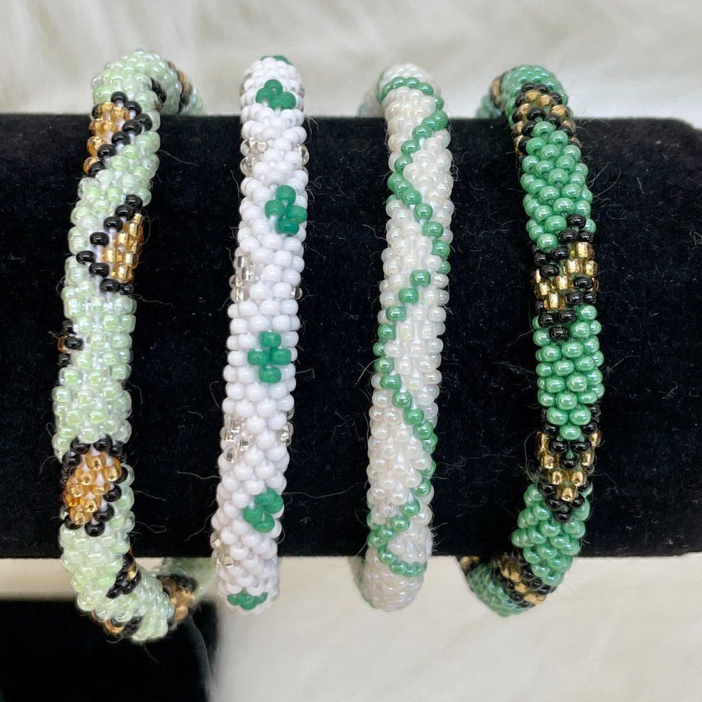HAND CRAFTED in Nepal Beaded Bracelets
 (set of 4) #214